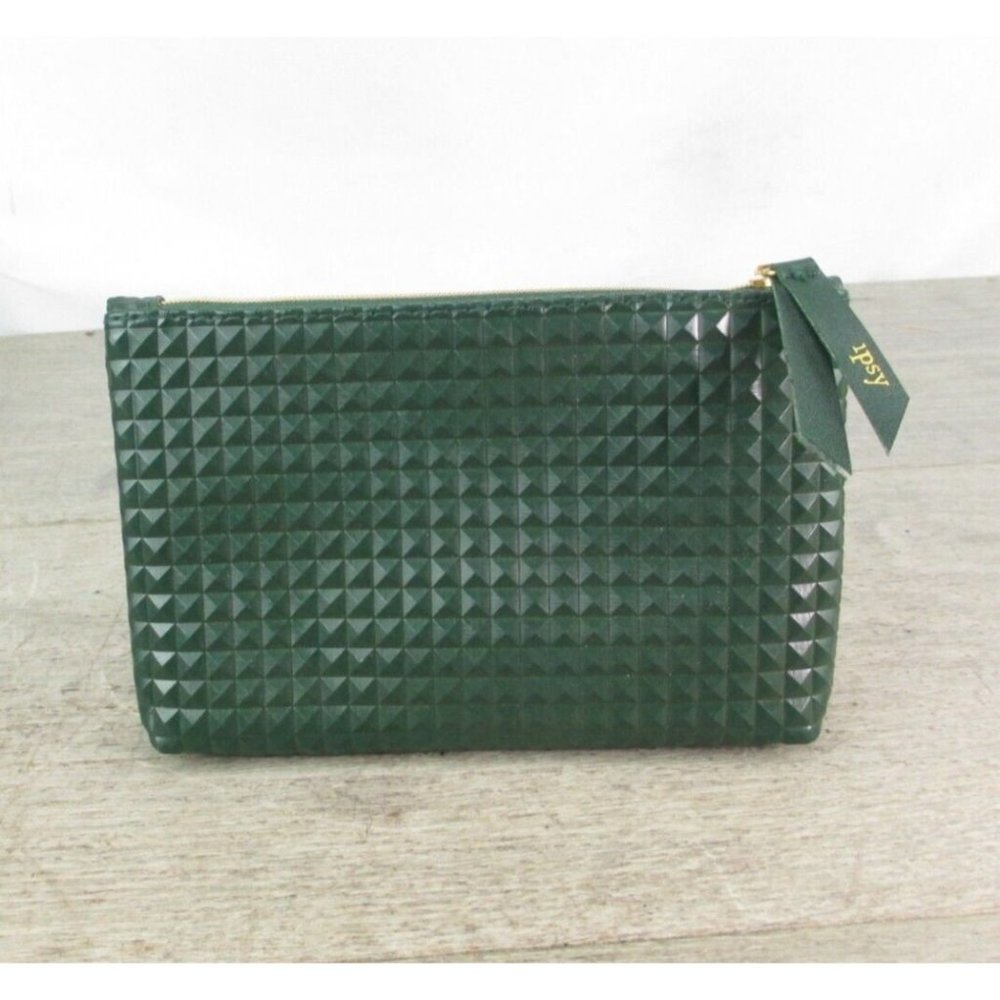 Ipsy August 2019 Dark Green Textured Geometric Travel Make-up Cosmetic Bag